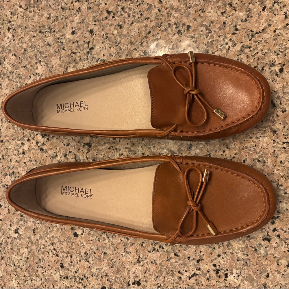 Michael Kors Brown Leather Loafers with Bow Detail
